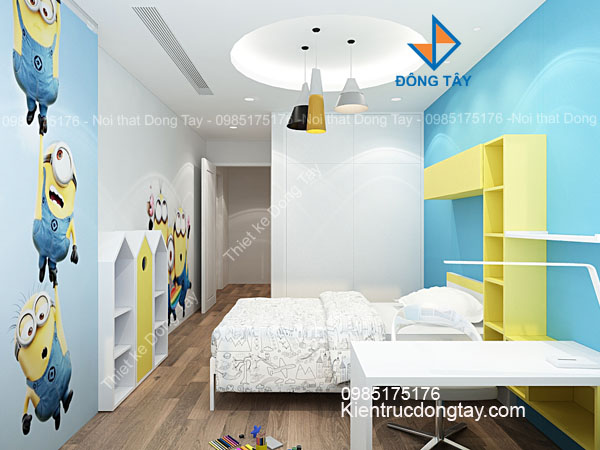 Thiết kế nội thất phòng ngủ con trai căn hộ chung cư